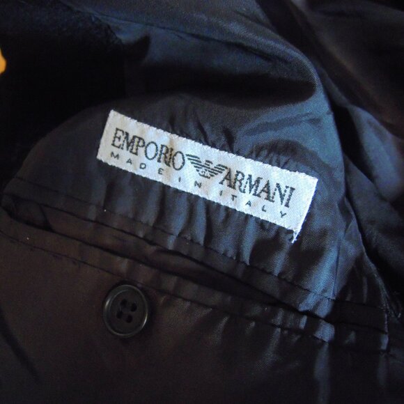 Emporio Giorgio Armani Vintage Black Blazer Jacket Hoodie Unisex Italy Sz 48 - Picture 9 of 11